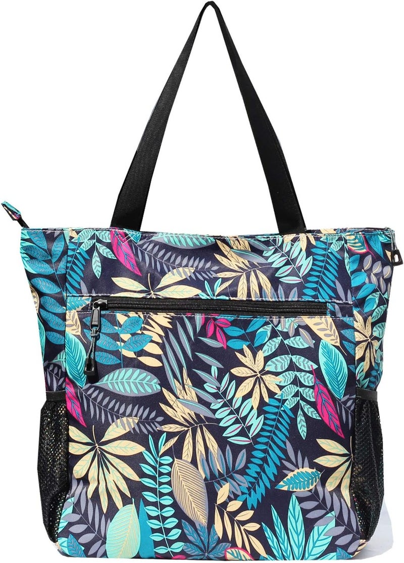 ESVAN Original Floral Water Resistant Large Tote Bag Shoulder Bag for Gym Beach Travel Daily Bags Upgraded - Image 4